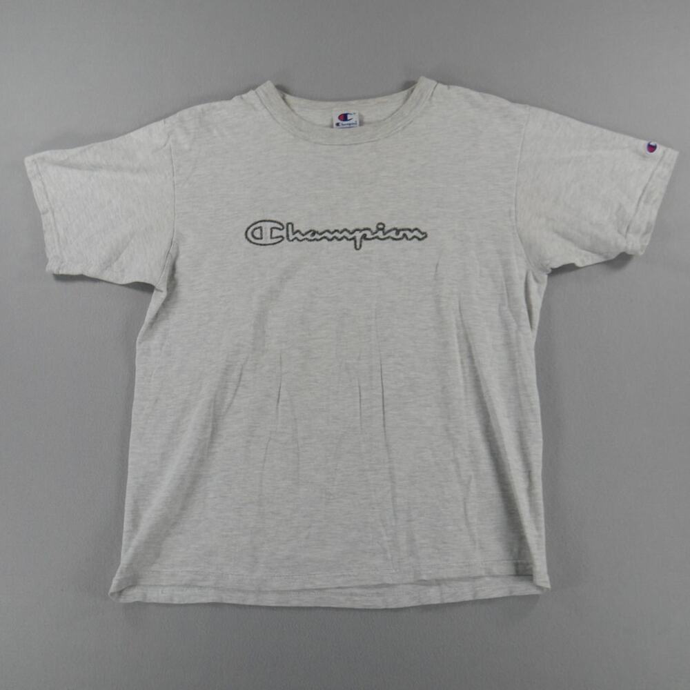 Vintage Y2K Champion Script Gray Tee Mens‎ Size Large Streetwear